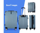 4 Piece Luggage Suitcase Set Carry On Traveller Bag Hard Shell Rolling Trolley Checked TSA Lock Front Hook Lightweight Ice Blue