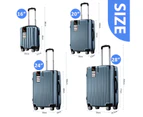 4 Piece Luggage Suitcase Set Carry On Traveller Bag Hard Shell Rolling Trolley Checked TSA Lock Front Hook Lightweight Ice Blue