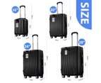 4 Piece Luggage Set Carry On Traveller Suitcases Hard Shell Rolling Trolley Checked Bag TSA Lock Front Hook Lightweight Black