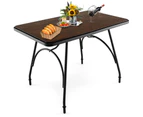 Giantex Industrial Dining Table Kitchen Table w/Adjustable Feet & Steel Frame Rustic Brown