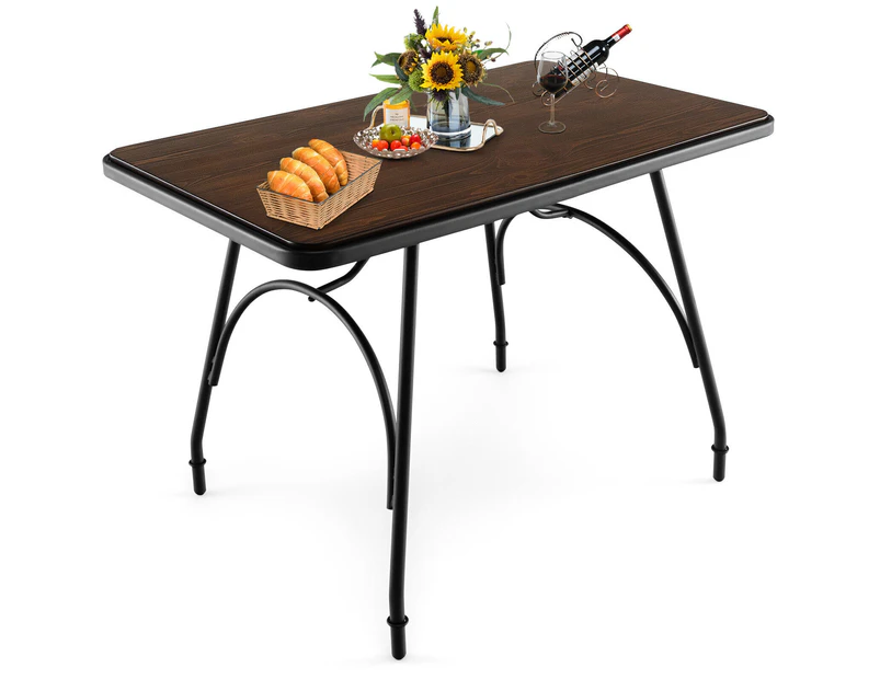 Giantex Industrial Dining Table Kitchen Table w/Adjustable Feet & Steel Frame Rustic Brown