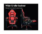 ALFORDSON Gaming Chair with 8-Point Massage 12 RGB LED Black & Red