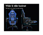 ALFORDSON Gaming Office Chair 12 RGB LED Massage Computer Seat Footrest Blue