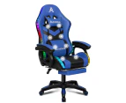 ALFORDSON Gaming Chair with 8-Point Massage 12 RGB LED Black & Blue