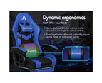 ALFORDSON Gaming Chair with 8-Point Massage 12 RGB LED Black & Blue