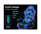 ALFORDSON Gaming Chair with 8-Point Massage 12 RGB LED Black & Blue