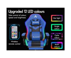 ALFORDSON Gaming Chair with 8-Point Massage 12 RGB LED Black & Blue