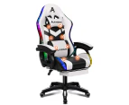 ALFORDSON Gaming Chair with 8-Point Massage 12 RGB LED Black & White