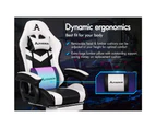 ALFORDSON Gaming Chair with 8-Point Massage 12 RGB LED Black & White