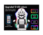 ALFORDSON Gaming Chair with 8-Point Massage 12 RGB LED Black & White