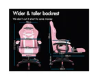 ALFORDSON Gaming Chair with 8-Point Massage 12 RGB LED Pink & White