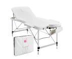 Forever Beauty Portable Beauty Massage Table Bed 3 Fold 70cm Aluminium Therapy Waxing - White