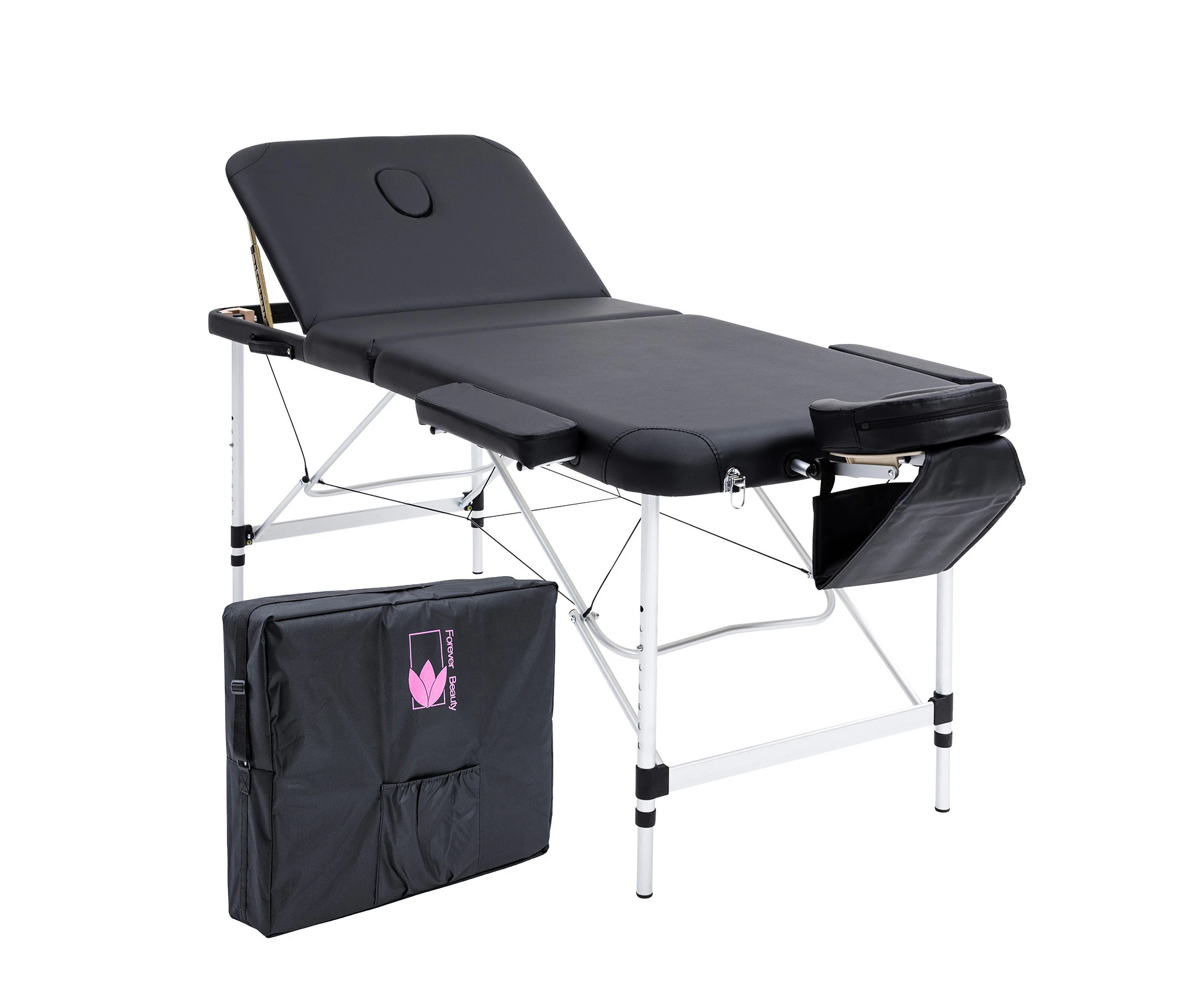 70Cm Aluminium Portable Massage Table - Black