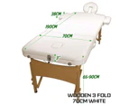 Forever Beauty Portable Beauty Massage Table Bed 3 Fold 70cm Wooden - White