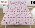 Emoji Unicorn & Mermaids Double Bed Reversible Quilt Cover Set - Pink/Multi