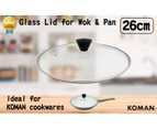KOMAN Stainless Steel Glass Lid with Bakelite Handle 28cm