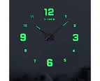 Wall Luminous Clock Round Dial Pointer Display Battery Powered Large Size Clock Decoration DIY Installation 3D Digital Clock Living Room Wall Decoration - Green