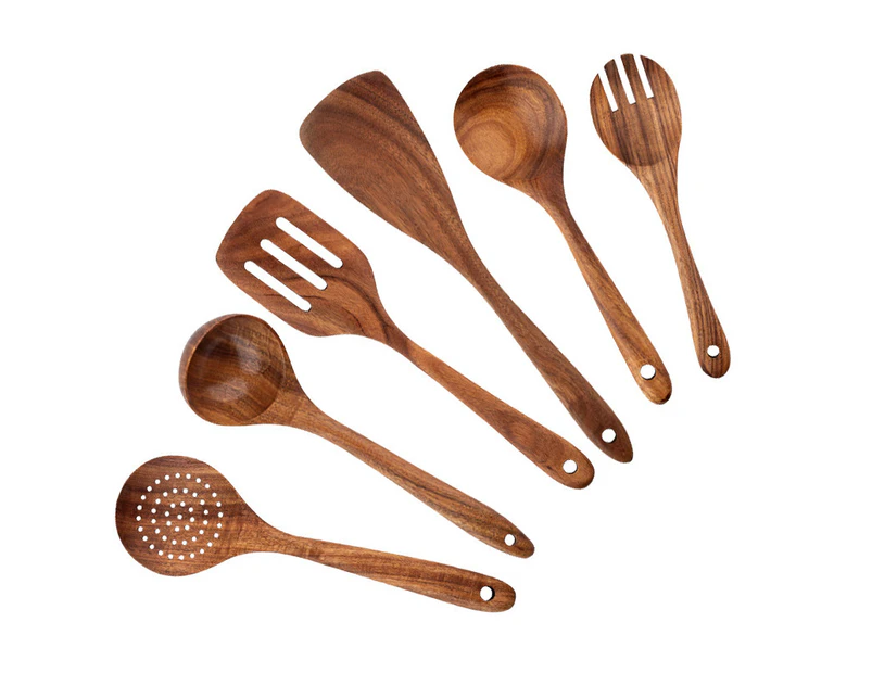 Wooden Cookware Set, 6 Piece Set, Cooking Utensil Set, Nonstick Cookware, Slotted Spatula Wooden Nonstick Cookware Set