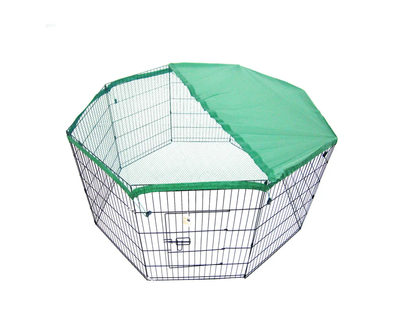 Paw Mate Pet Playpen 8 Panel 30in Foldable Dog Cage + Cover