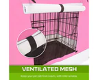 Paw Mate Wire Dog Cage Foldable Crate Kennel 42in with Tray + Pink Cover Combo