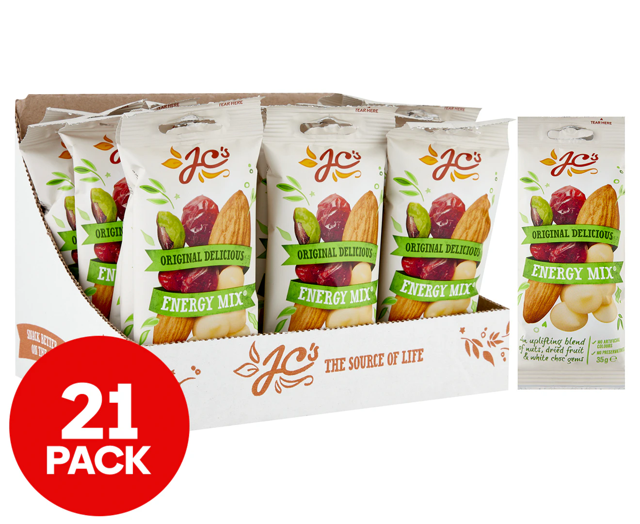 21 x J.C.'s Original Delicious Energy Mix 35g