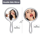 Hand Mirror Double-Sided Handheld Mirror 1X/ 2X Magnifying Mirror with Handle Transparent Hand Mirror