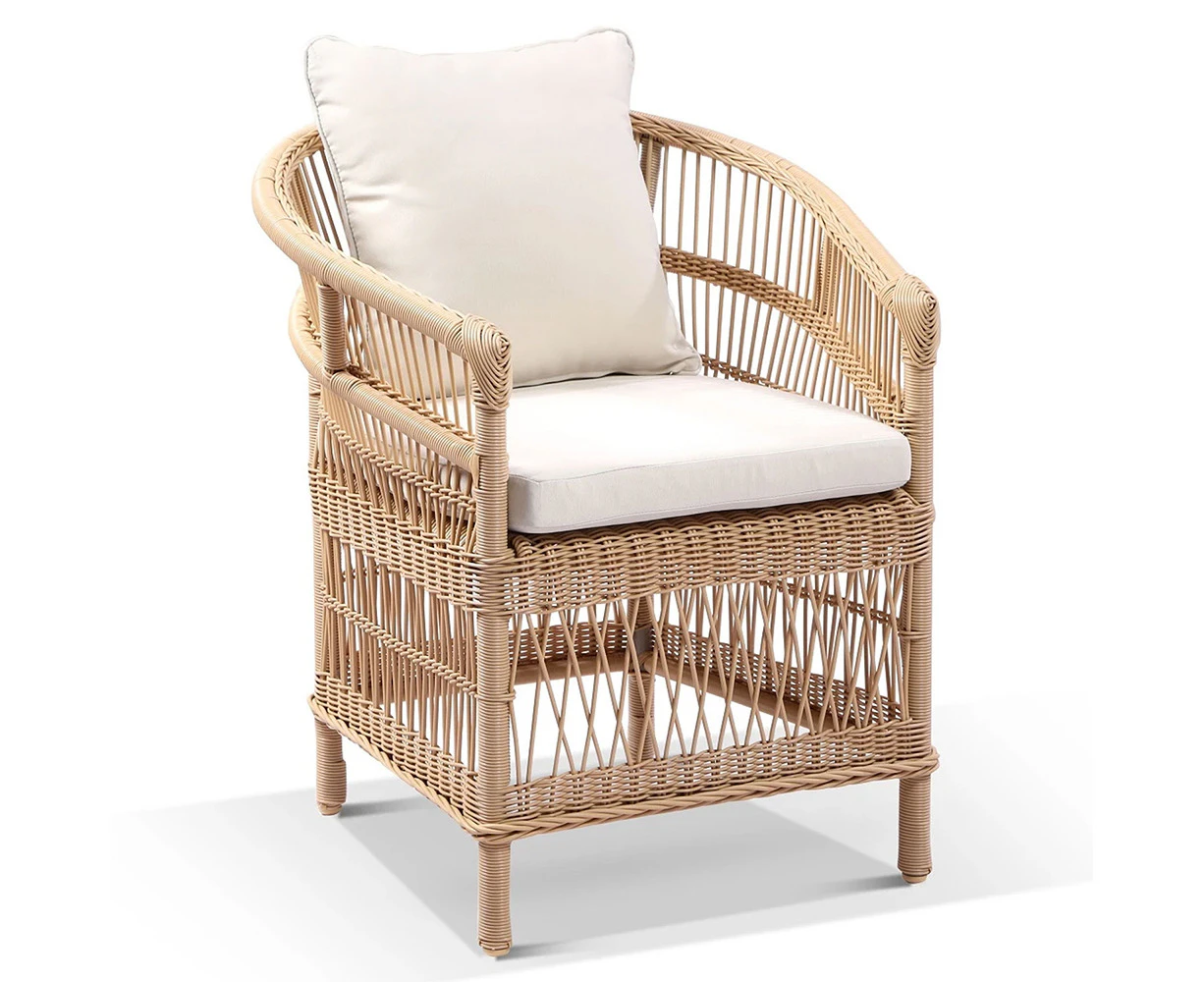 Malawi Outdoor Wicker and Aluminium Dining Chair - Outdoor Chairs - Wheat