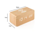 Wooden Alarm Clock With Qi Wireless Charging Pad Compatible With Iphone Samsung,Bamboo