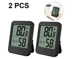 Electronic Thermometer, 2Pcs Indoor Thermometer Digital Hygrometer With Precise Measured Values Humidity Gauge Room Thermometer For Home - Black