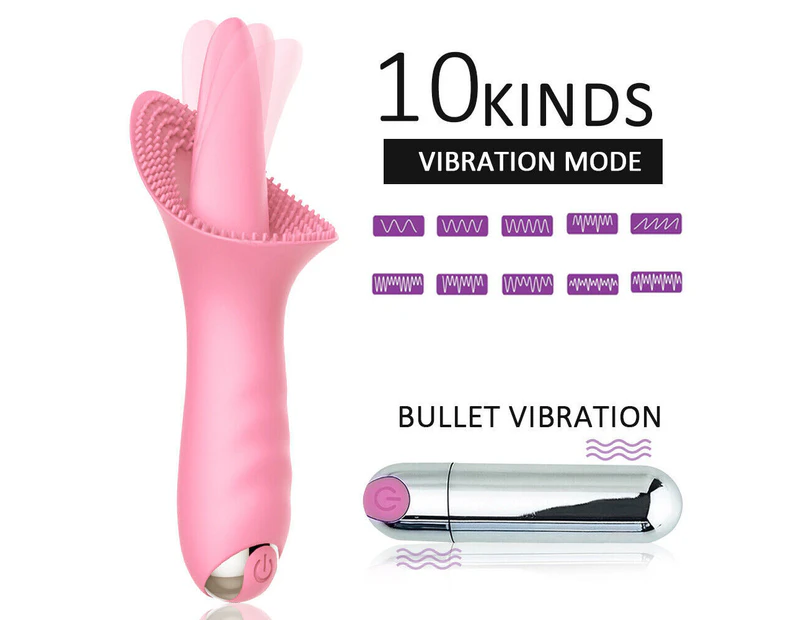 Clit Licking Tickler Tongue Sucking Vibrator G-spot Dildo Sex Toys for Women