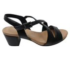 Usaflex Cassandra Womens Comfortable Leather Mid Heel Sandals - Black