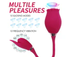 Clit Pump Sucking Rose Vibrator G-Spot Licking Tongue Dildo Sex Toys For Women