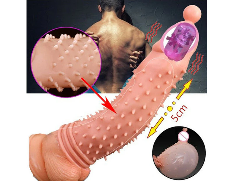 Men Extension Penis Sleeve With G-spot Vibrator Sex Toys Reusable Penis Enhancer