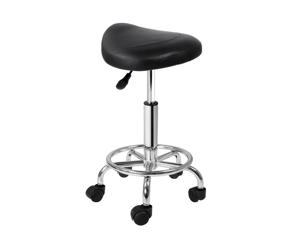 Artiss Saddle Salon Stool Black PU Swivel Barber Hair Dress Chair Hydraulic Lift