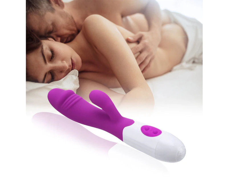 Rechargeable Realistic G-spot Clit Rabbit Vibrator Dildo Sex Toys For Women-Purple