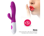 Rechargeable Realistic G-spot Clit Rabbit Vibrator Dildo Sex Toys For Women-Purple