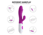 Rechargeable Realistic G-spot Clit Rabbit Vibrator Dildo Sex Toys For Women-Purple