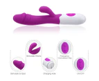 Rechargeable Realistic G-spot Clit Rabbit Vibrator Dildo Sex Toys For Women-Purple