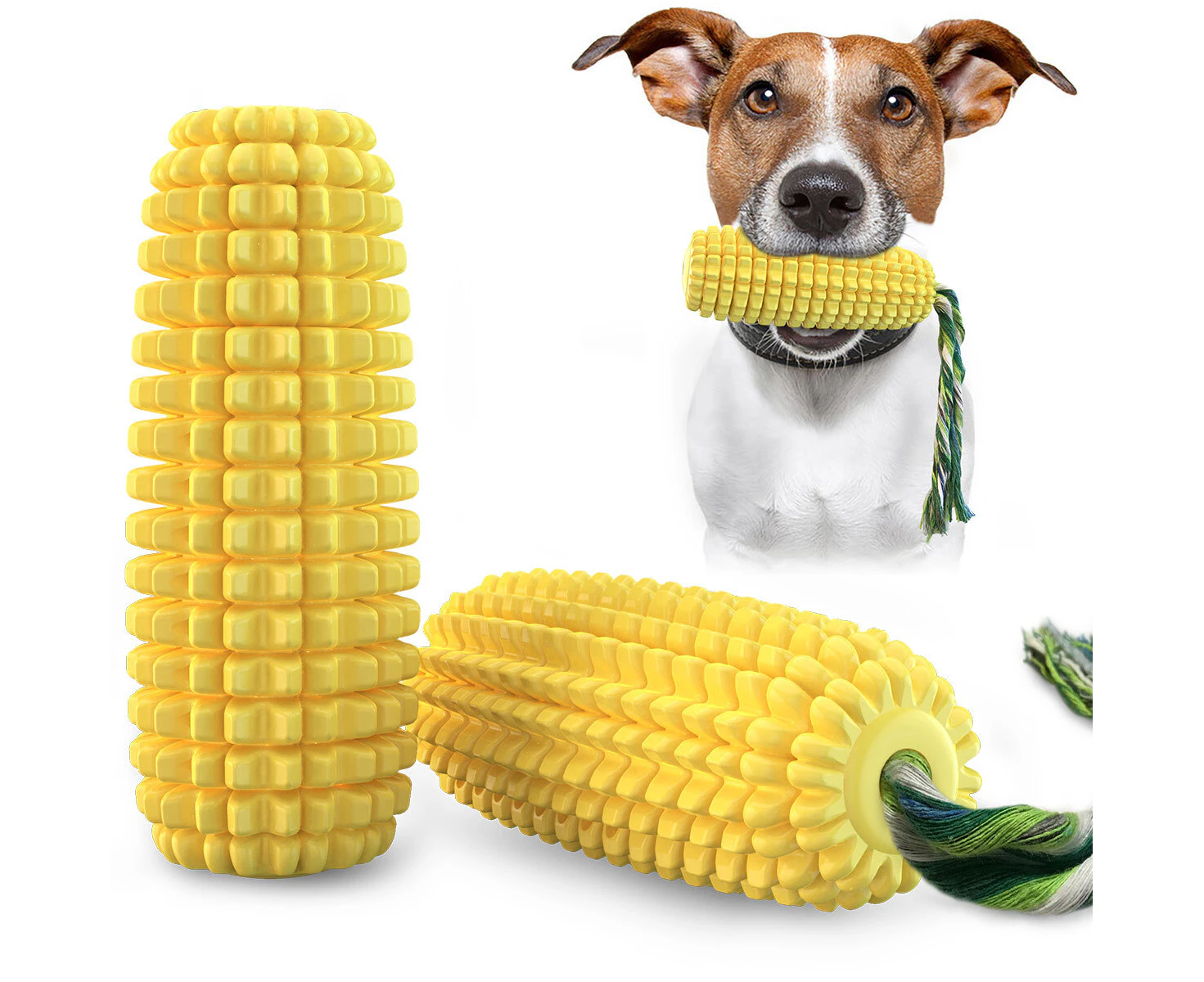 Empawrium Dog Toothbrush Interactive Tpr Squeak Chew Toy With Rope Corn