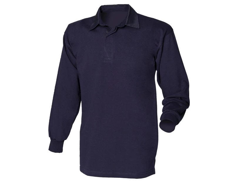 Front Row Long Sleeve Classic Rugby Polo Shirt (Navy/Navy) - RW478