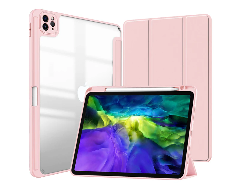 MCC iPad Pro 12.9" 2022 6th Gen Case Cover Clear Back Pencil Holder Apple [Pink]