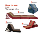 Red & Green Jumbo Thai 3 FOLDS Triangle Pillow Mattress Cushion Outdoor DayBed 9 Different Patterns