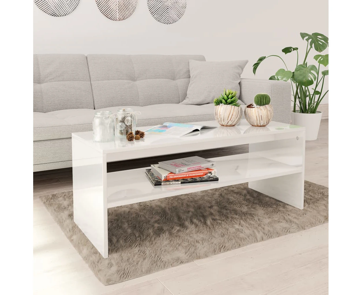 Coffee Table High Gloss White 100x40x40 Cm Chipboard