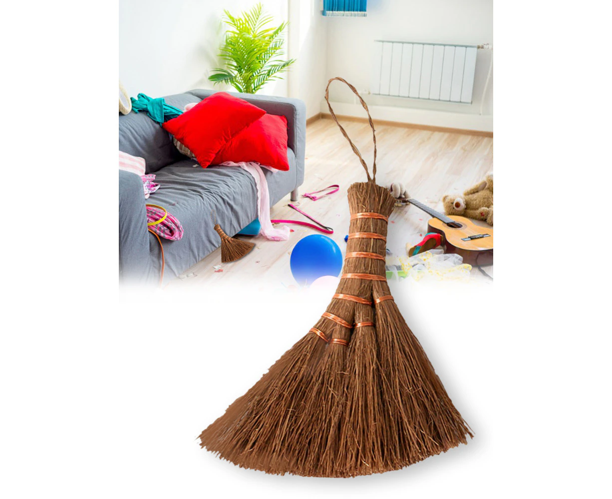 Natural Broom Retro Nature No Static Electricity Sweeping Broom with Suspension Rope, Stiff Bristle and Short Hand Design, Easily Cleans Floor and Car Mats