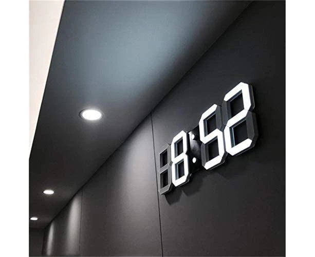 3D LED Wall Clock Modern Digital Alarm Clock Home Kitchen Bedside Wall Clock 24 Hour or 12 Hour Clock