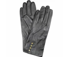 DENTS Women's Leather Gloves with Fleece Lining Warm Winter - Black