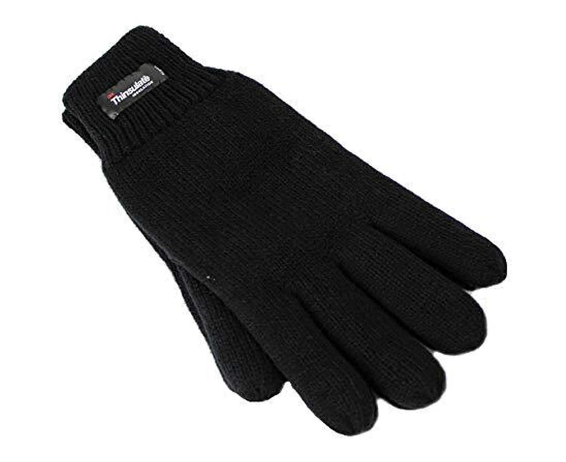 3M Thinsulate Womens Full Finger Knit Gloves Polar Fleece Thermal Insulation in Black