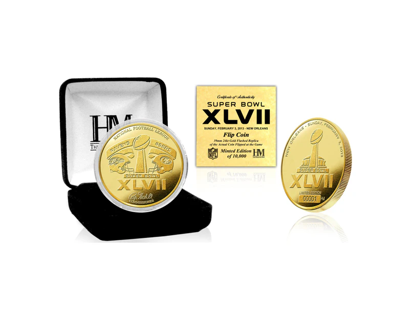 Super Bowl XLVII NFL Gold Flip Coin (39mm) - Gold