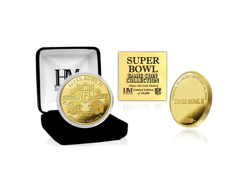 Super Bowl II NFL Gold Flip Coin (39mm) - Gold