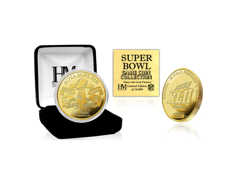 Super Bowl XLII NFL Gold Flip Coin (39mm) - Gold